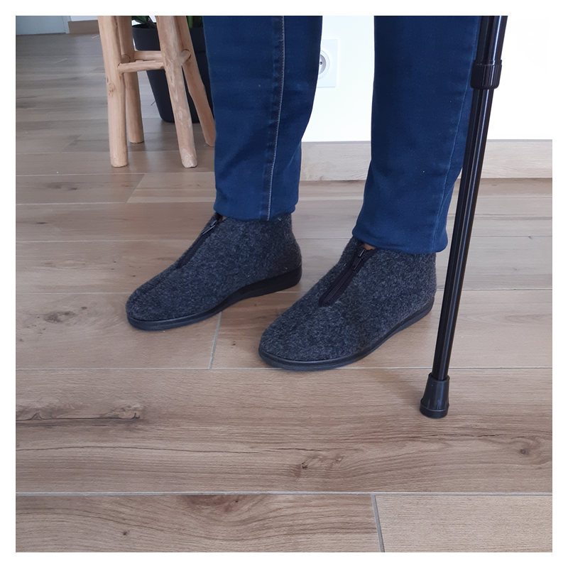 chausson zippé homme doublure laine chaud